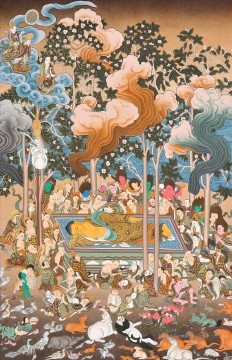 Parinirvana des Buddha Large Thangka Buddhismus Ölgemälde